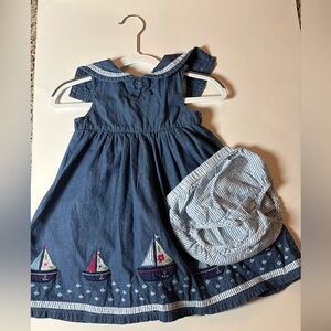 JoJo Maman Bebe Blue Sailboat Kids Dress
